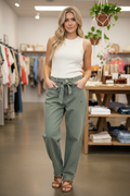 Olive Jeans - With Tie Waist Belt